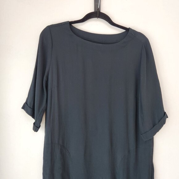 Holding Horses Anthropologie Deep Green Shift Dress Casual Western Petite XS - Picture 4 of 10